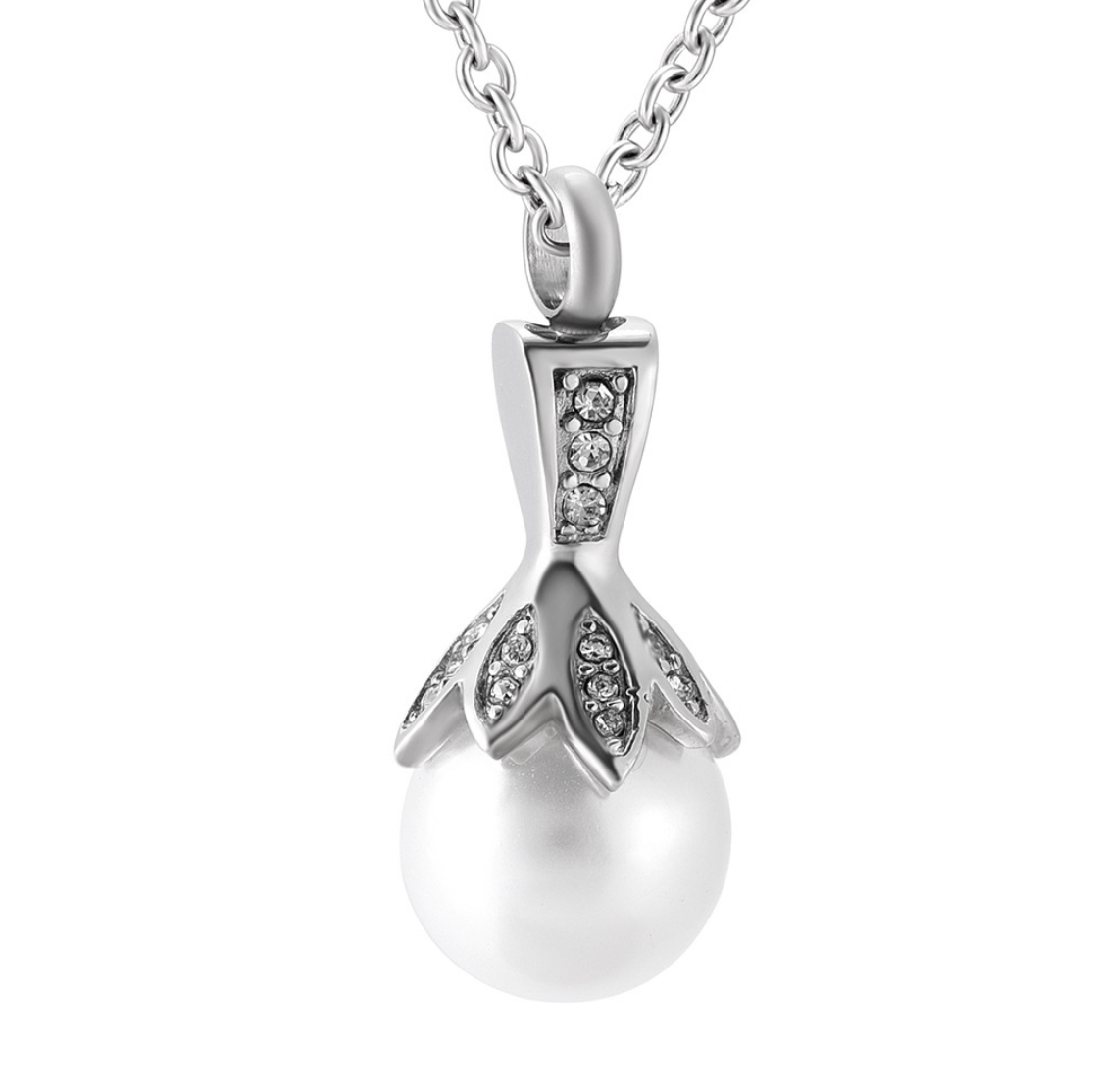Silver w/ Faux Pearl Ashes Necklace Pendant