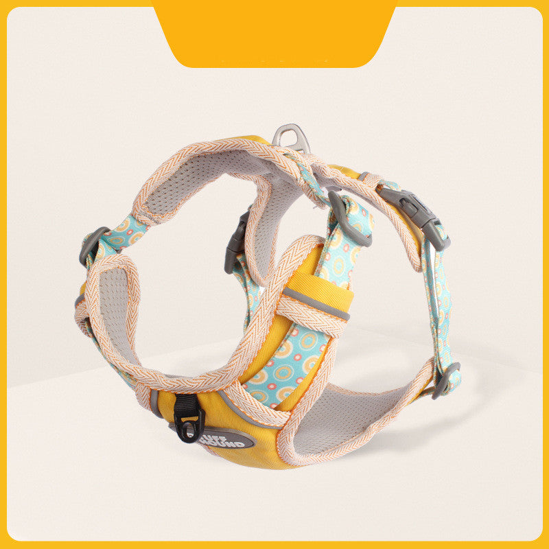Fashion Minimalist Dog Chest Harness & Leash Set – Nylon | XS–XL | 4 Colors Yellow Strap Only