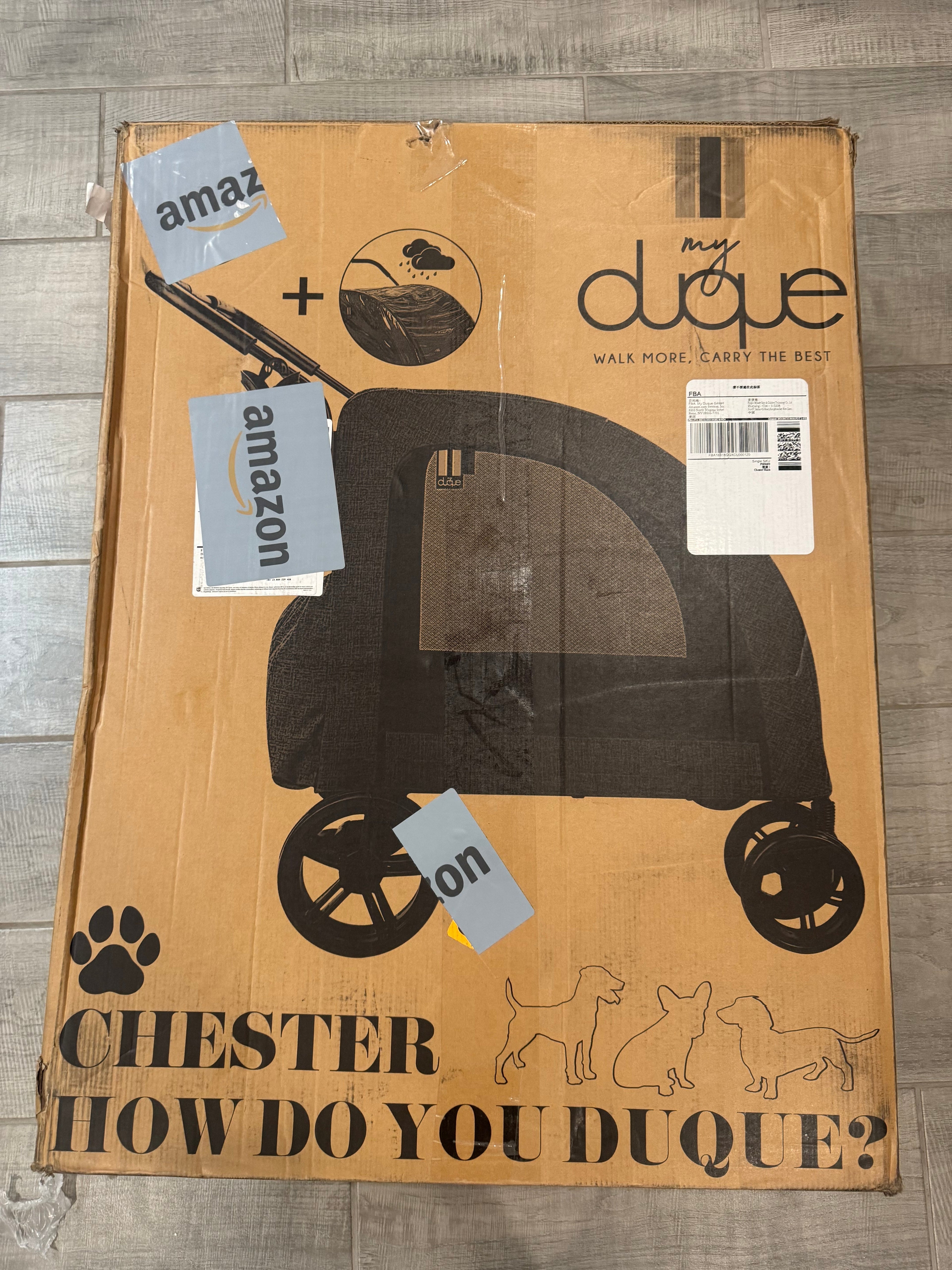 Chester XXL Wide Pet Stroller – Large Dog Buggy with Raincover & Cupholder | 110lb Capacity