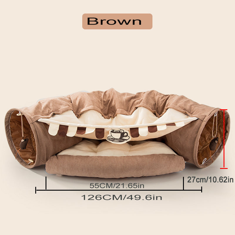 Pet Cats Tunnel Toy Interactive Play Toy Brown