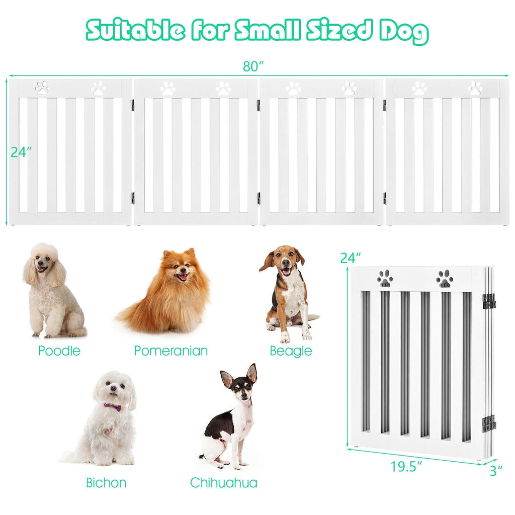 24 Inch Folding Wooden Freestanding Pet Gate Dog Gate with 360¬∞ Hinge
