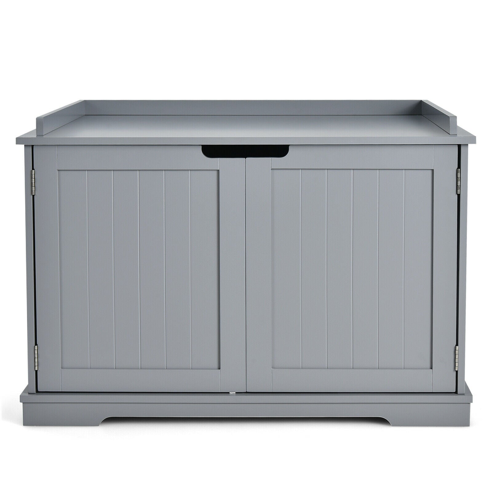 Cat Litter Box Enclosure with Double Doors for Large Cat and Kitty-Gray