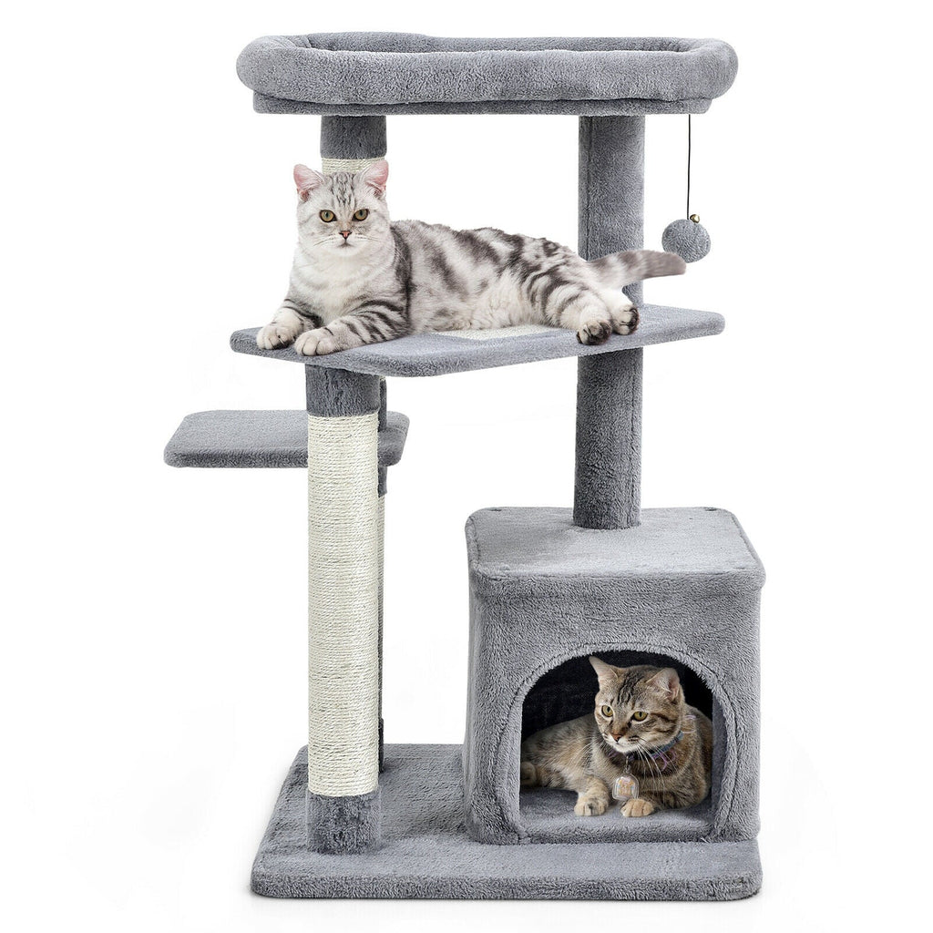 Cat Tree with Perch and Hanging Ball for Indoor Activity Play and Rest