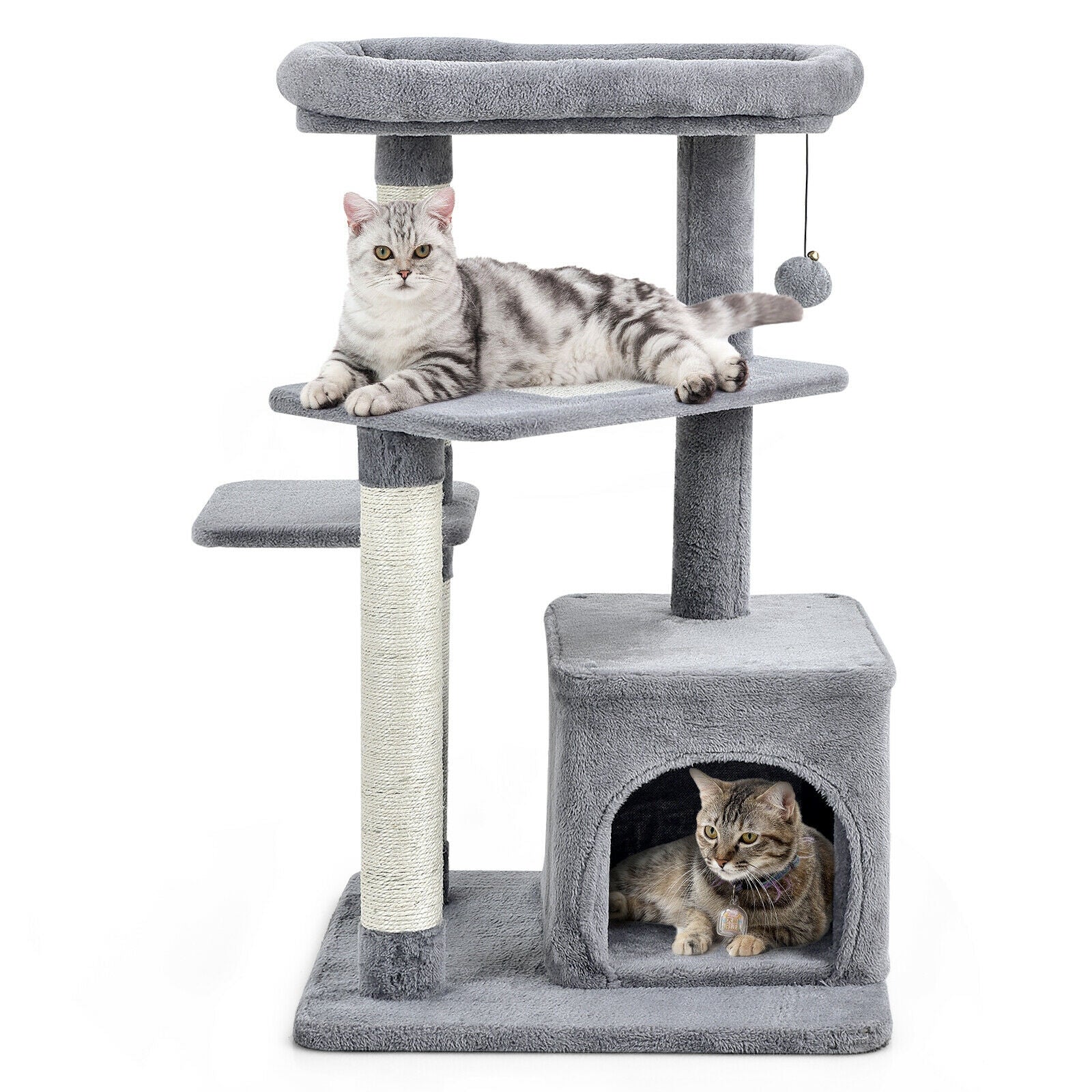 Cat Tree with Perch and Hanging Ball for Indoor Activity Play and Rest