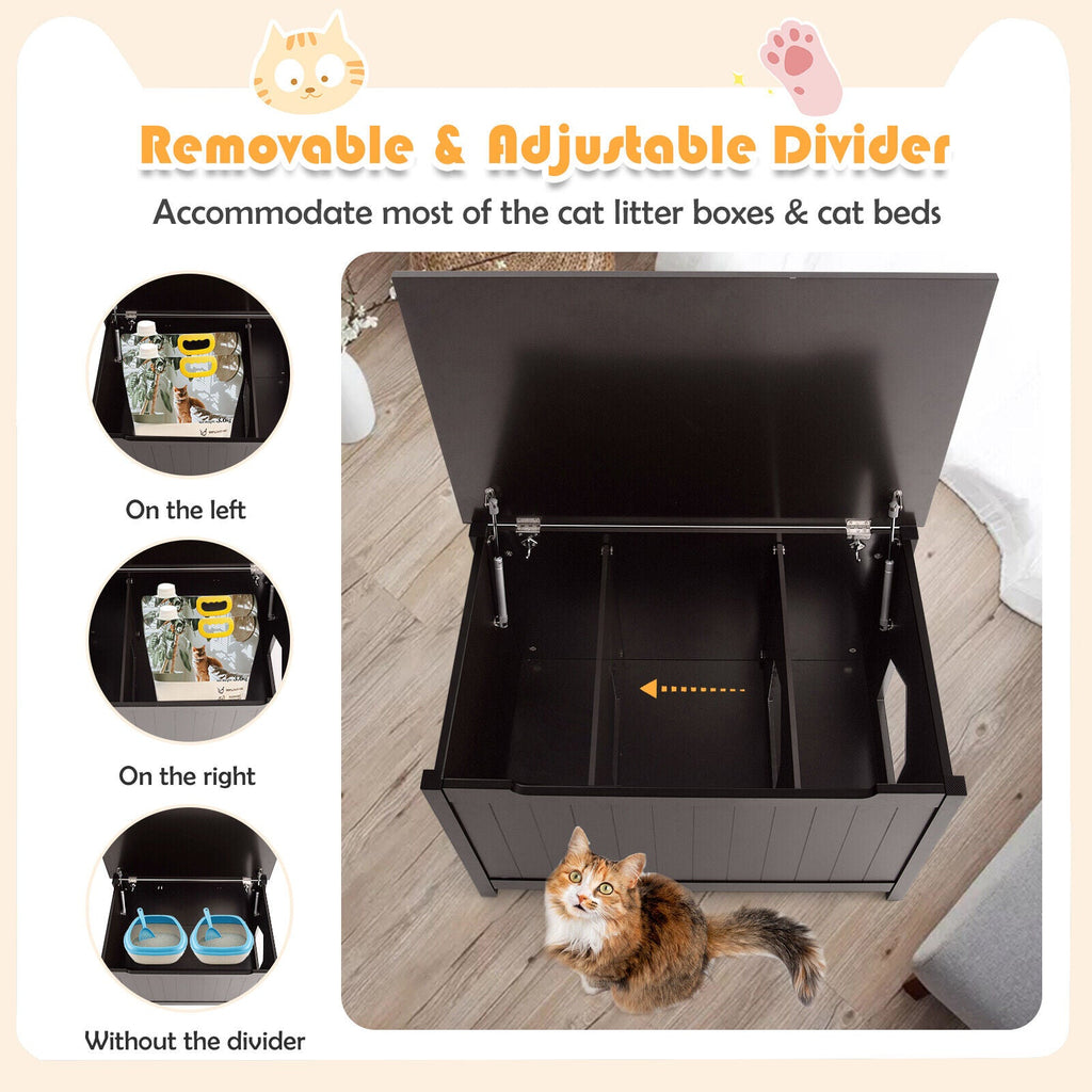 Wooden Cat Litter Box Enclosure with Top Opening Side Table Furniture