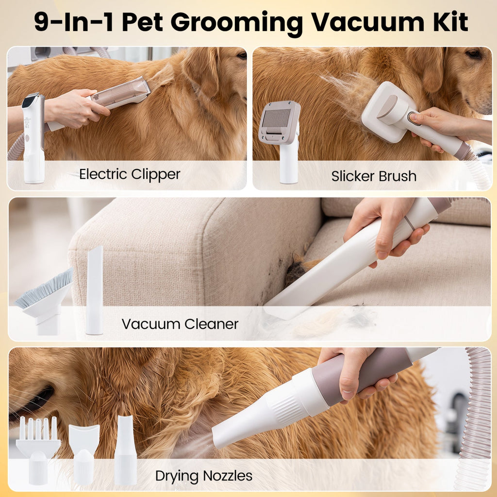 9-in-1 Dog Grooming Vacuum Kit with 3 Suction Modes