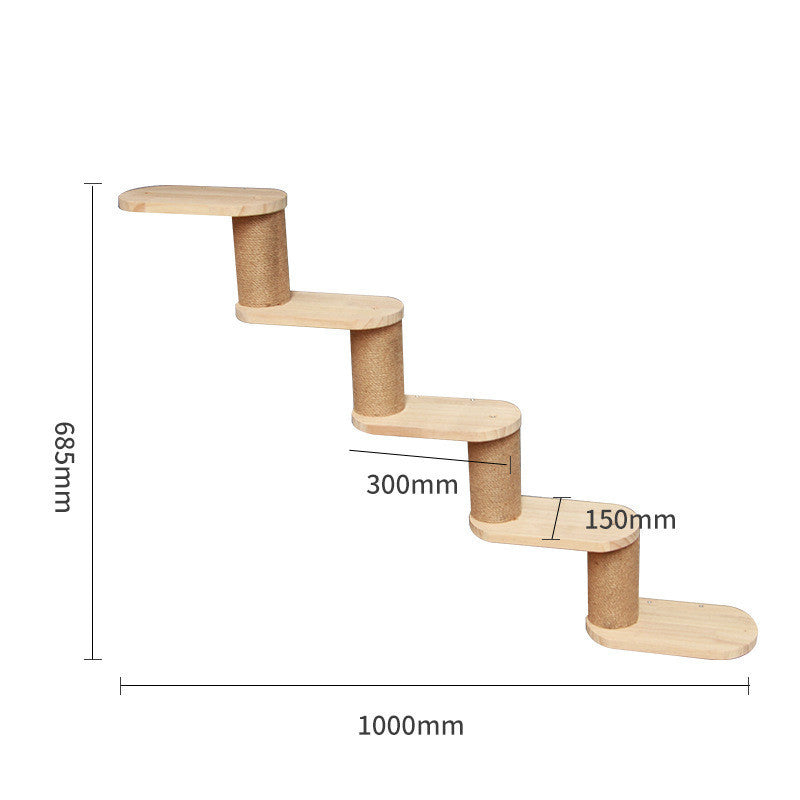 Pet Cat Climbing Frame Wall Type Solid Wood Wall Hanging Platform Ladder Pets Accessories B wall face steps