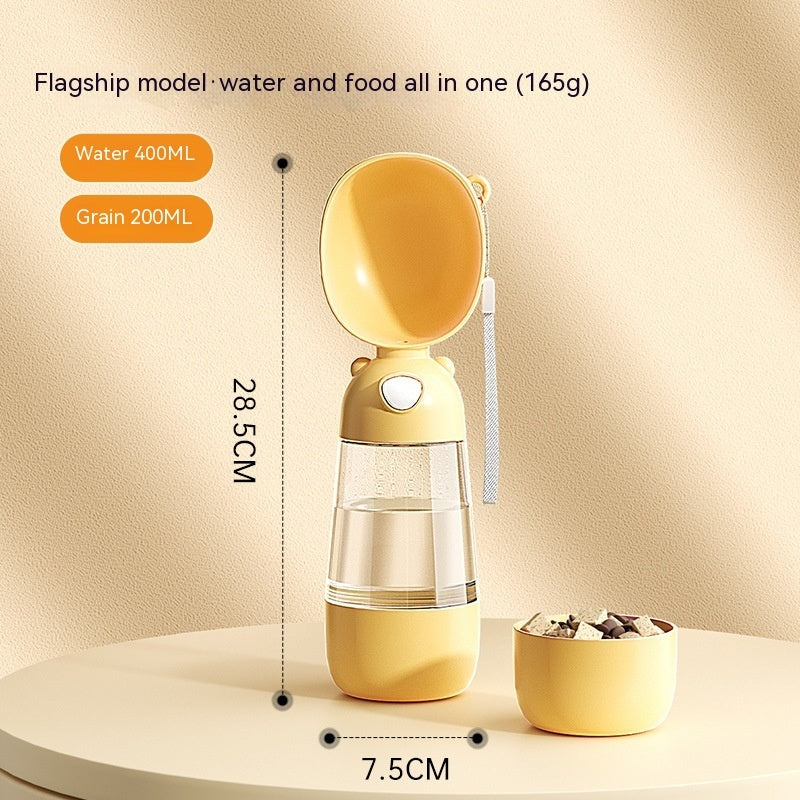 Portable Dog Water Bottle Food And Water Container For Pet Pets Feeder Bowl Outdoor Travel Drinking Bowls Water Dispenser 3086 Flagship Style Yellow