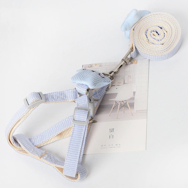 Houndstooth Nylon Dog Leash – 120cm | 4 Colors, Small & Large Blue