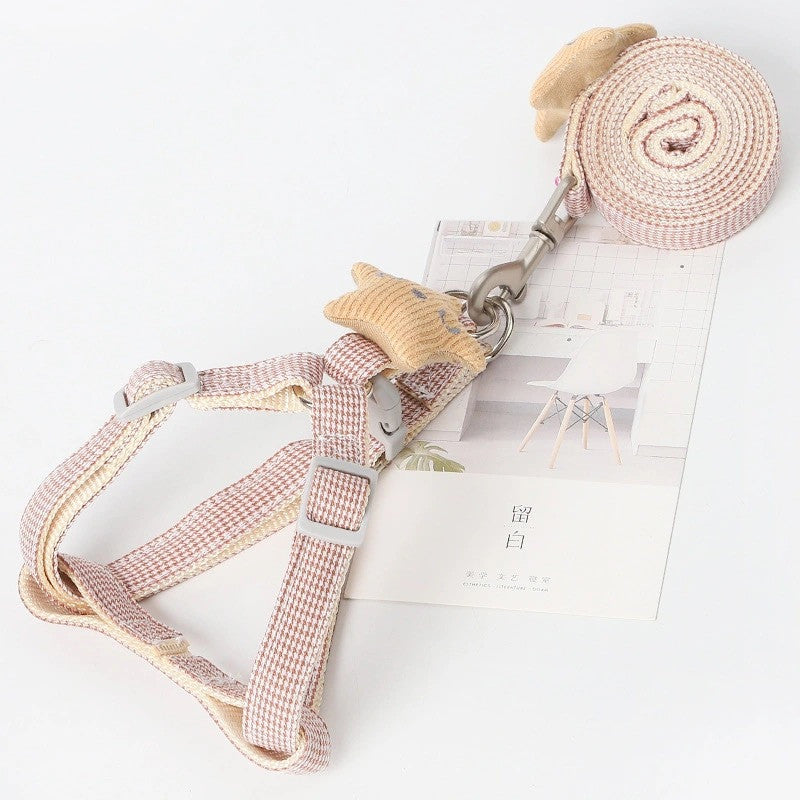Houndstooth Nylon Dog Leash – 120cm | 4 Colors, Small & Large Coffee