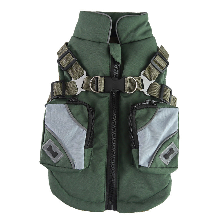 Pet Winter Cotton Dog Clothes Zipper Jacket Dog Supplies DZ272 Army Green