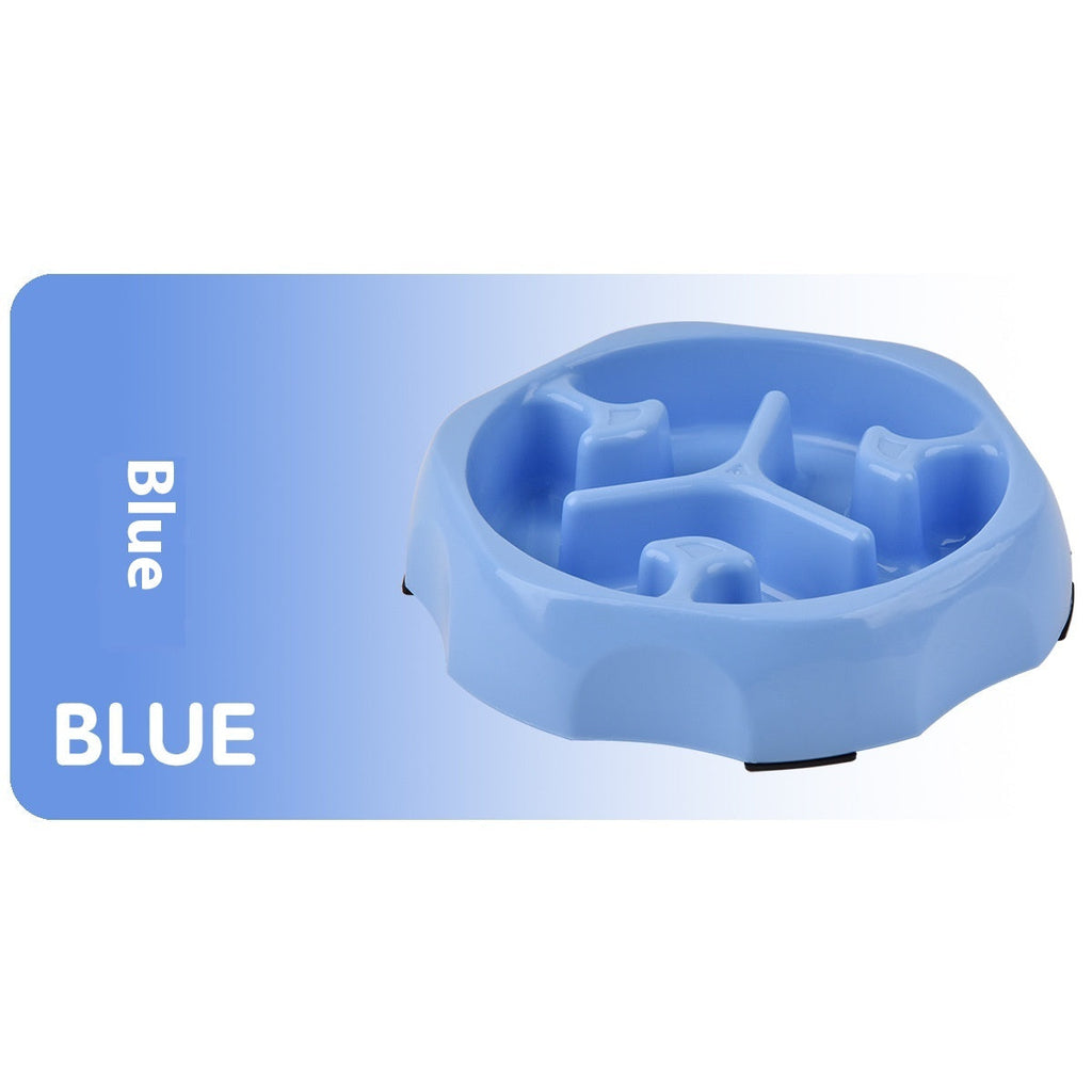 Round Slow Feeding Bowl Pet Supplies Slow Food Basin Blue