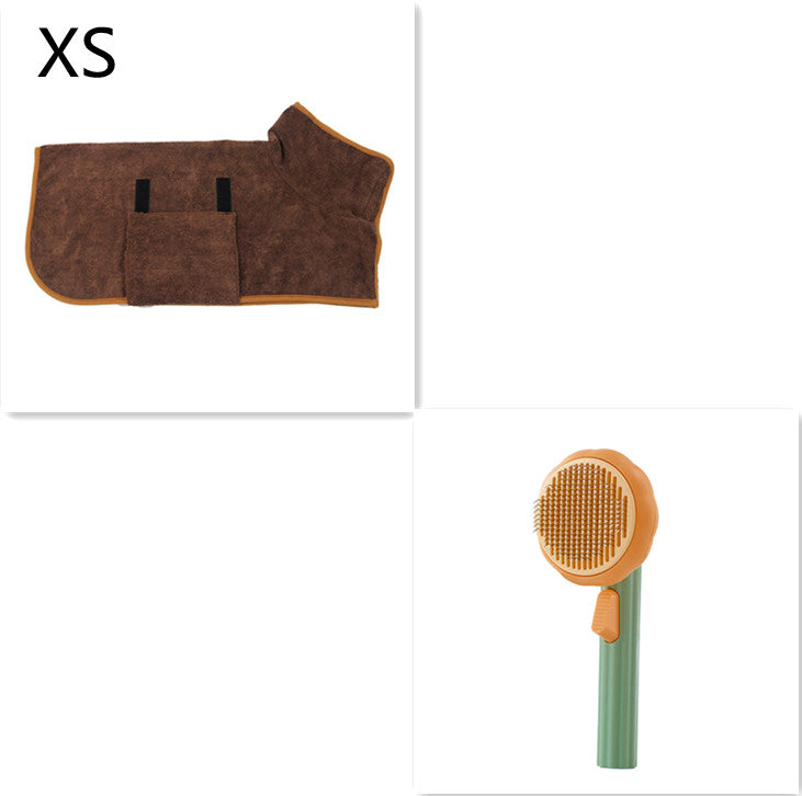 New Pet Cat Brush Hot Selling Hand-held Steel Wire Self-cleaning Comb Looper For Hair Removal Green Coffee XS