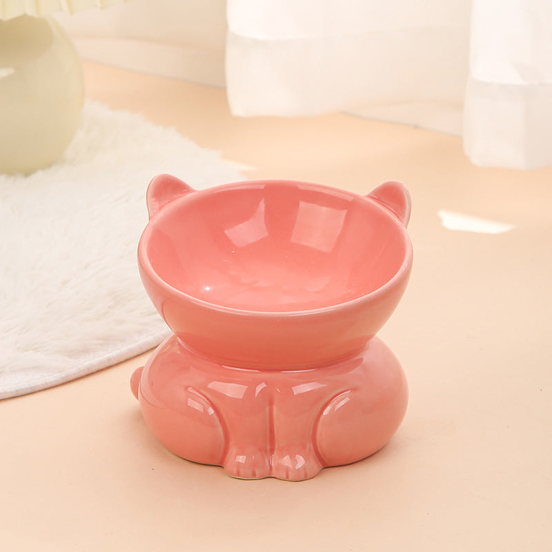 Ceramic Cat Dog Bowl Pet Supplies Drinking Water Goblet Food Basin Pink