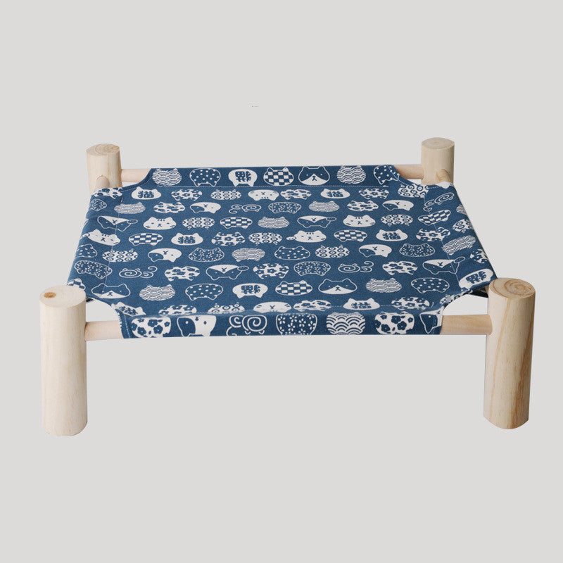 Washable Solid Wood Pet Dog Bed (Removable Cover) Green alpaca A