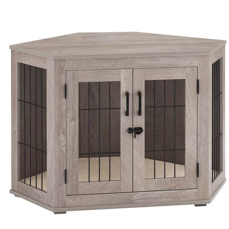 Dereham Furniture Corner Dog Crate with Cushion Medium (26.77" H X 39.13" W X 25.59" D)