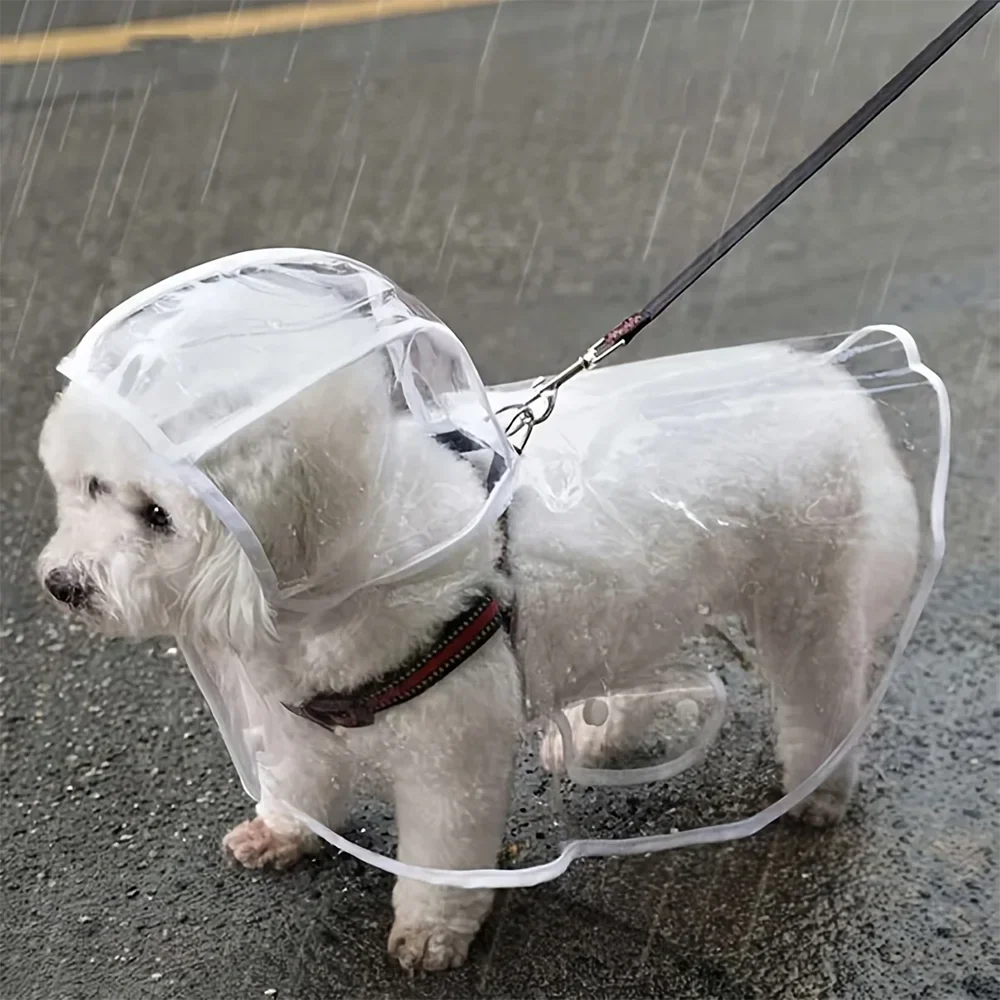 Transparent Waterproof Dog Raincoat for Small and Medium-Sized Dogs, Teddy and Bichon Frise Dog for Rainy Days Walking S