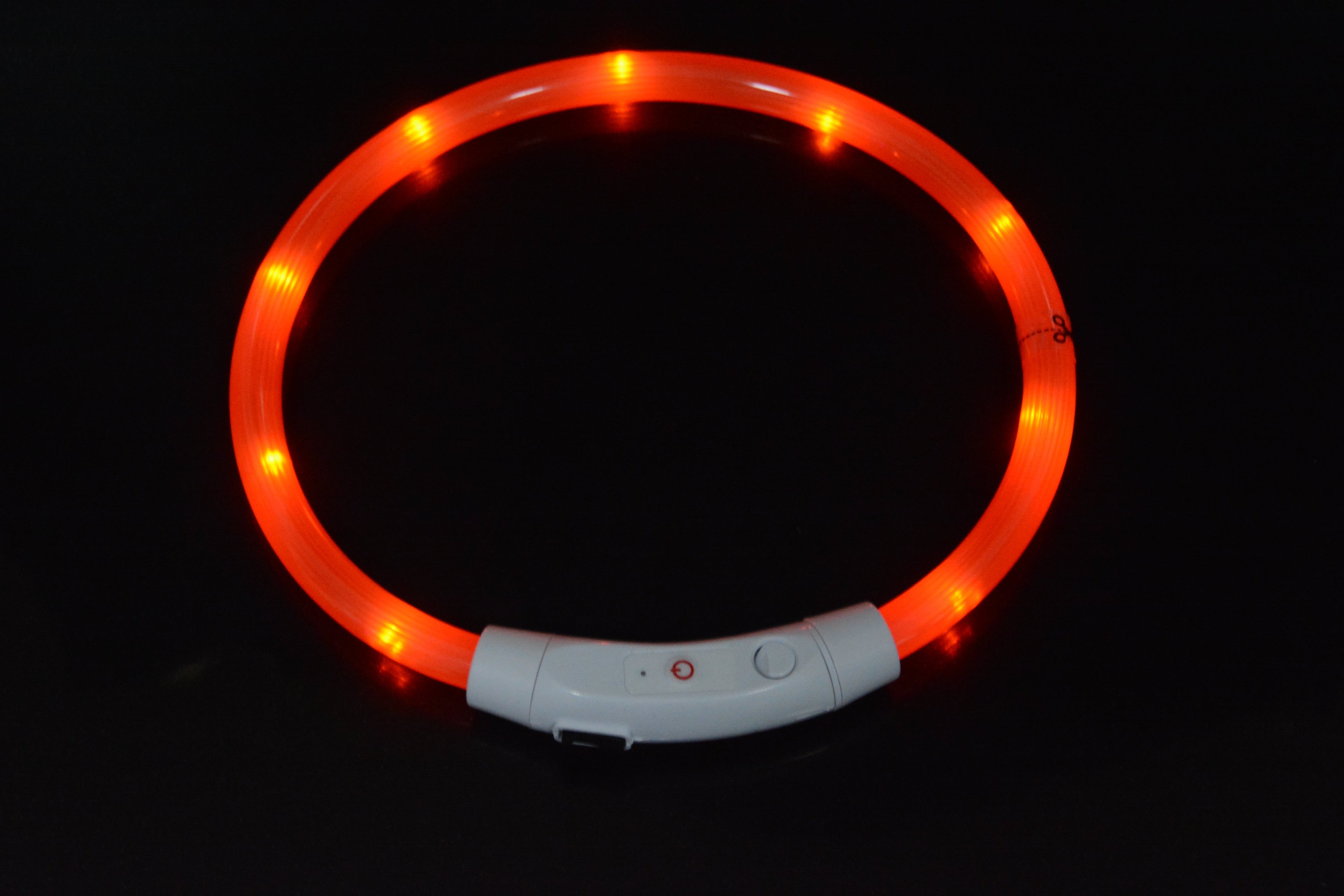 Dog luminous collar luminous pet collar USB charging neck ring LED luminous dog collar Orange - LED beads