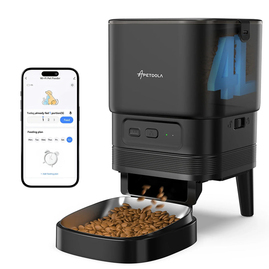 Automatic Cat Feeder Smart Pet Feeder Dog Slow Food Machine With Timed Quantitative APETDOLA FDG30 Automatic Cat Food Dispenser Black China Mainland 4L