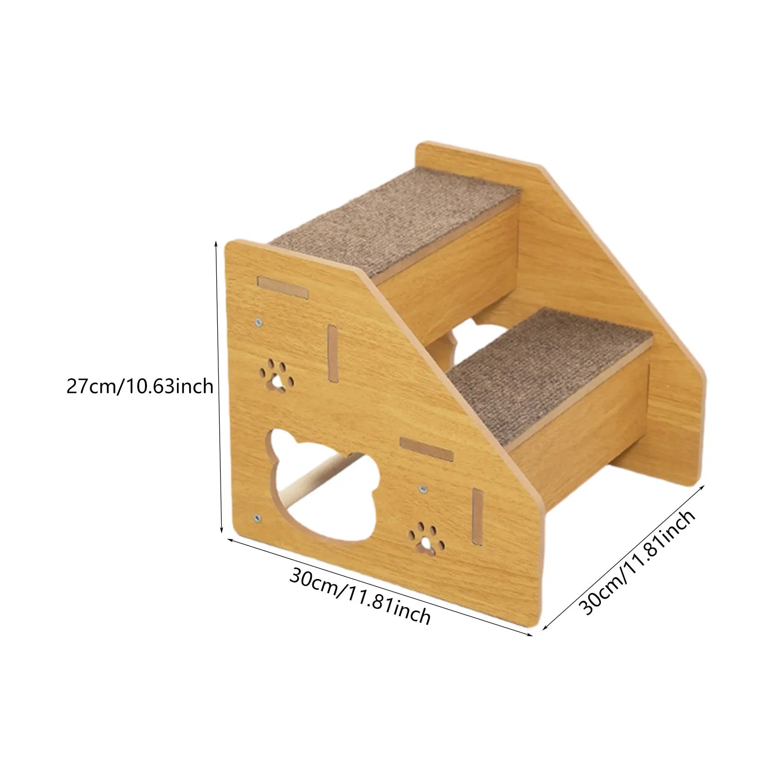 3-Step Wooden Pet Stairs with Non-Slip Carpet Ramp for Small Dogs & Cats to Reach Beds and Couches 2 Step