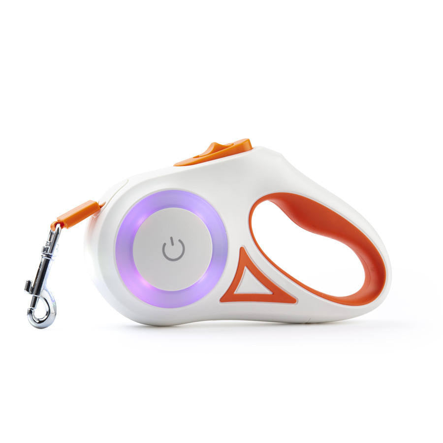 Glowing Automatic Retractable Dog Rope Pet Leash Orange