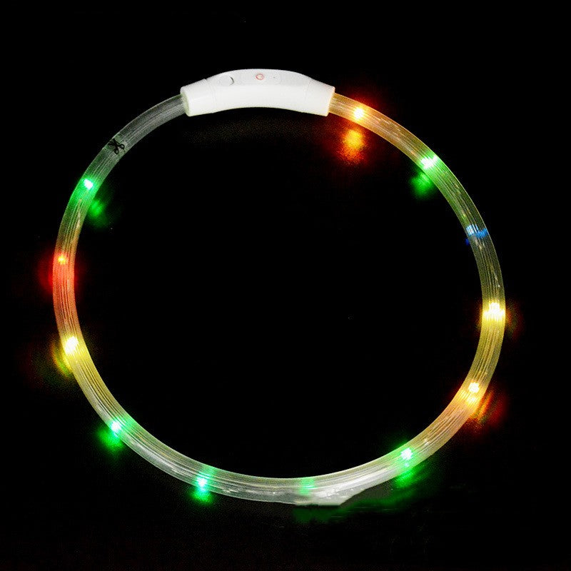 Dog luminous collar luminous pet collar USB charging neck ring LED luminous dog collar Colorful - Lamp Beads