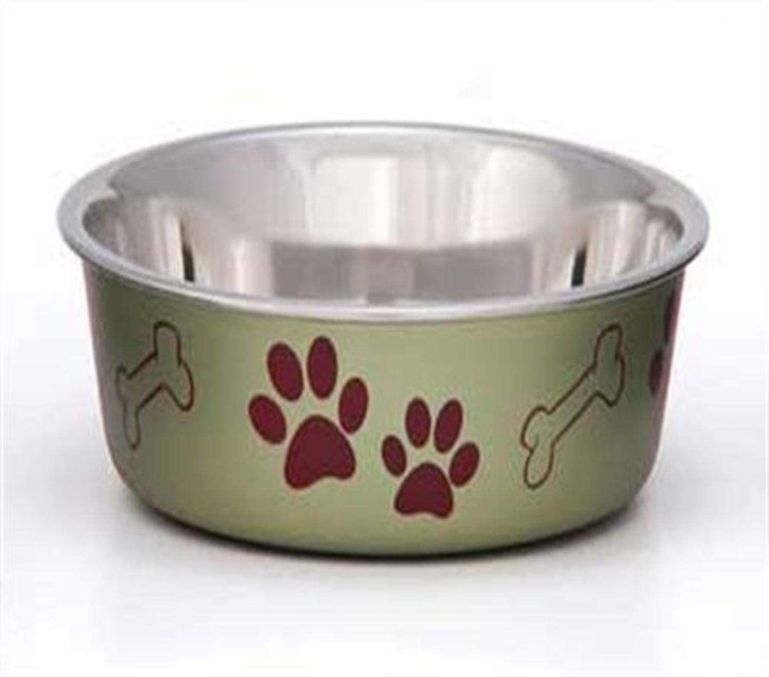 Bella Matte and Stainless Steel Pet Dish, Artichoke Large