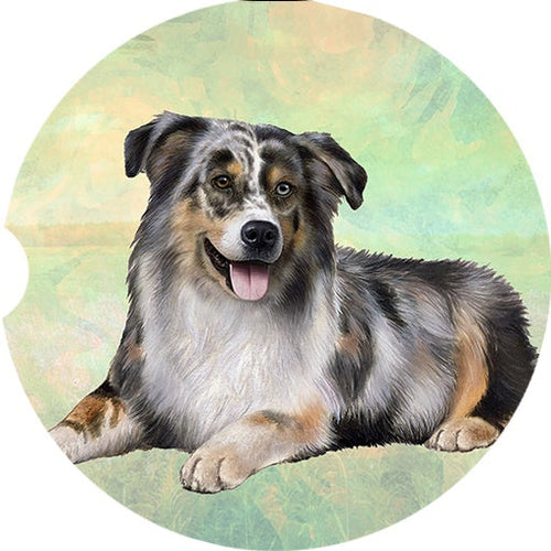 Australian Shepherd Car Coaster Australian Shepherd Laying Down