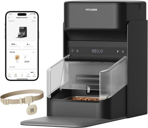 Automatic Cat Feeder with Collar Sensor & App Control for Multi-Cat Homes Black 3L