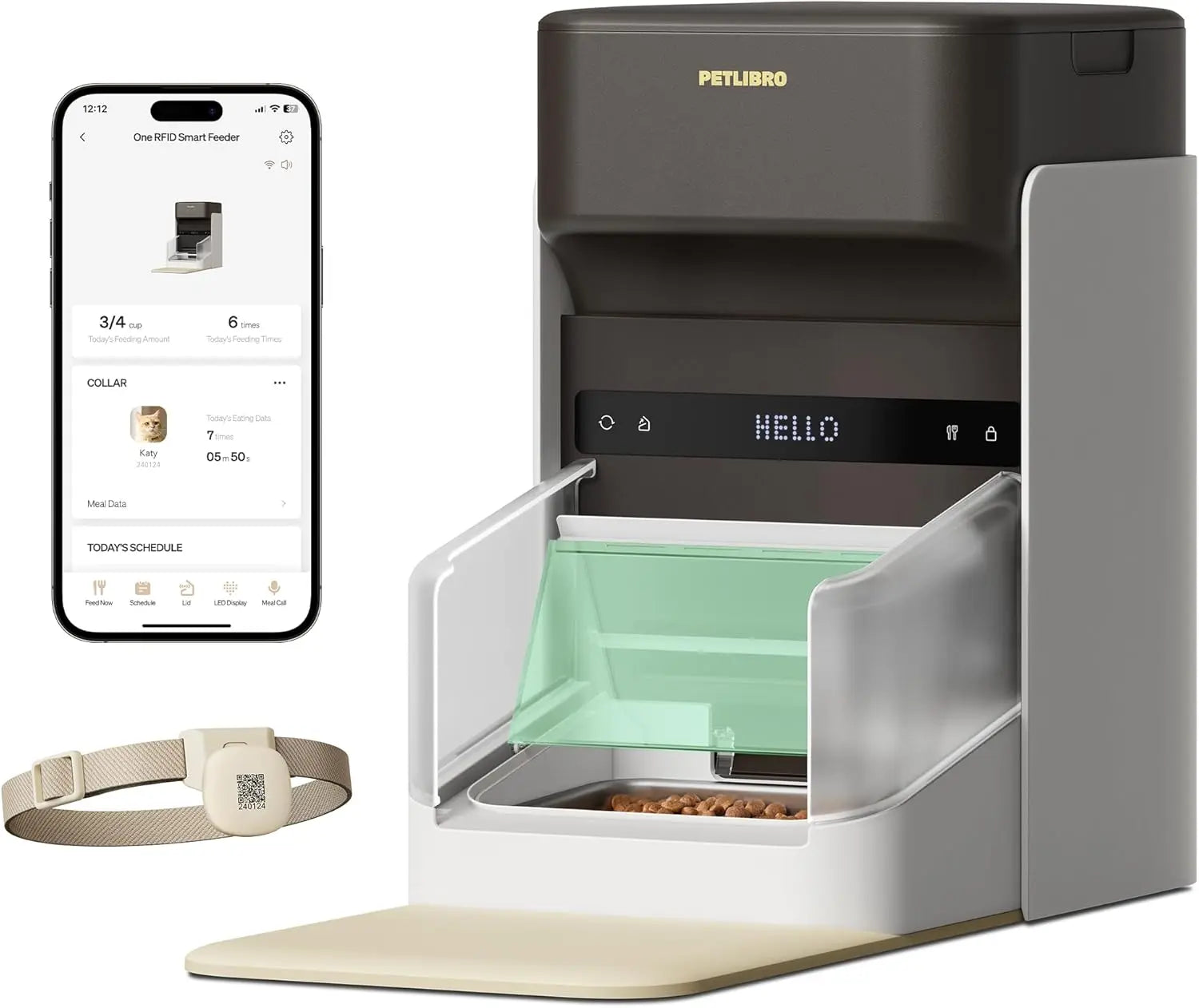Automatic Cat Feeder with Collar Sensor & App Control for Multi-Cat Homes Brown 3L