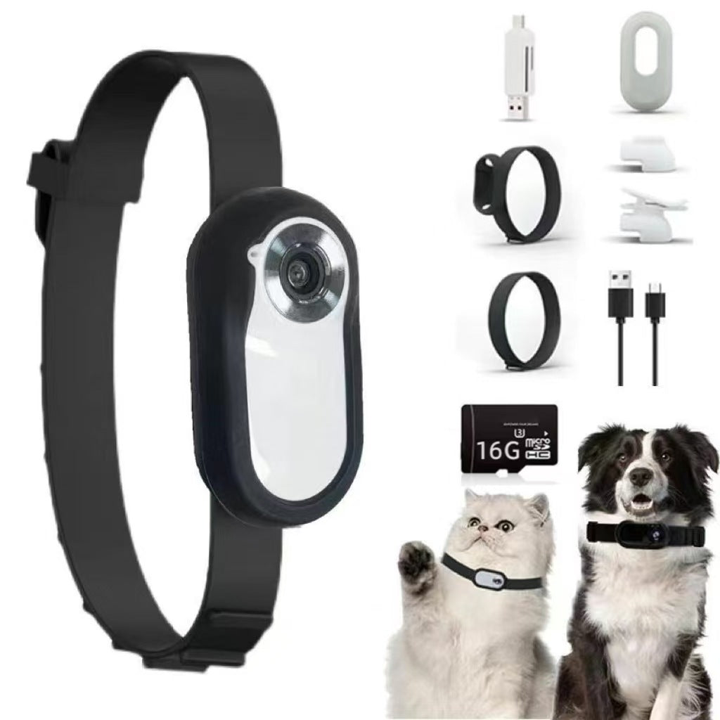 Portable Camera Magnetic Collar Clip Thumb Sports Camera HD Outdoor Pet Camera Portable Cycling Recorder White+16GB+silicone tie