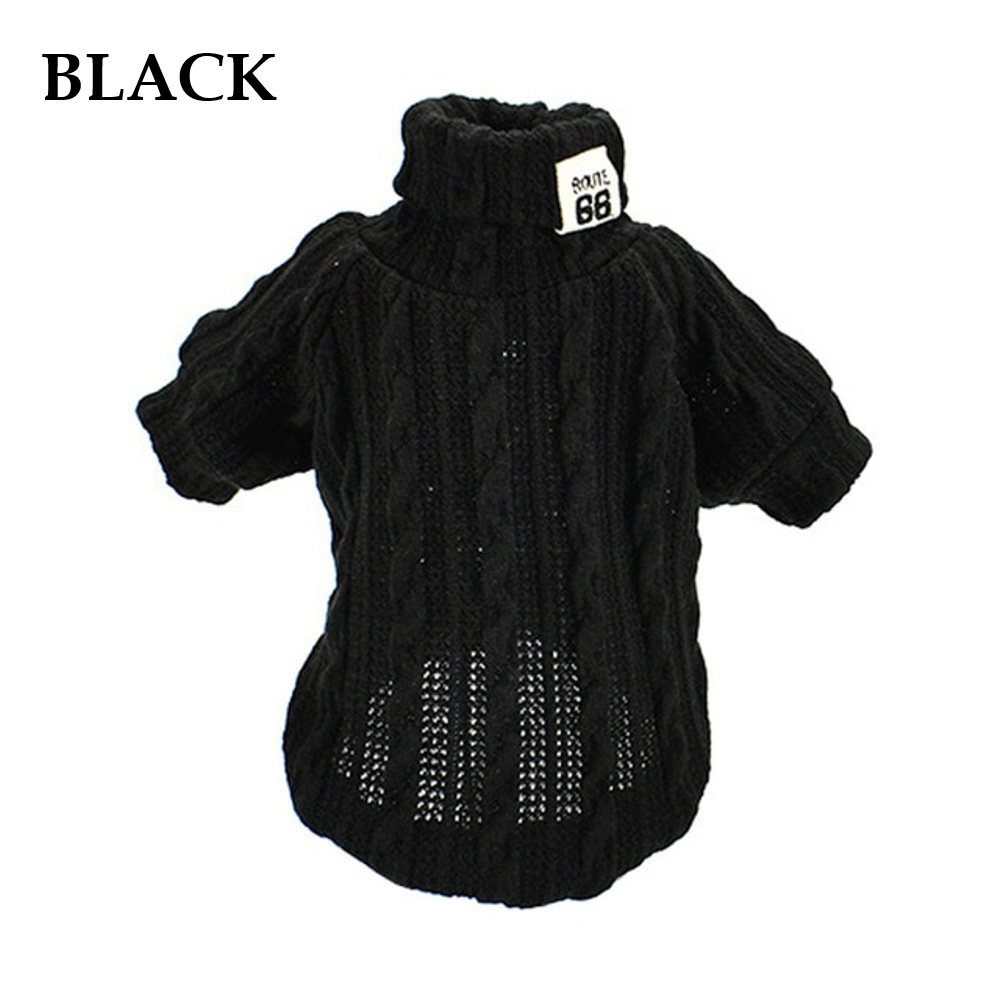 Winter Warm Knitted Turtleneck Sweater for Small Dogs or Cats Black