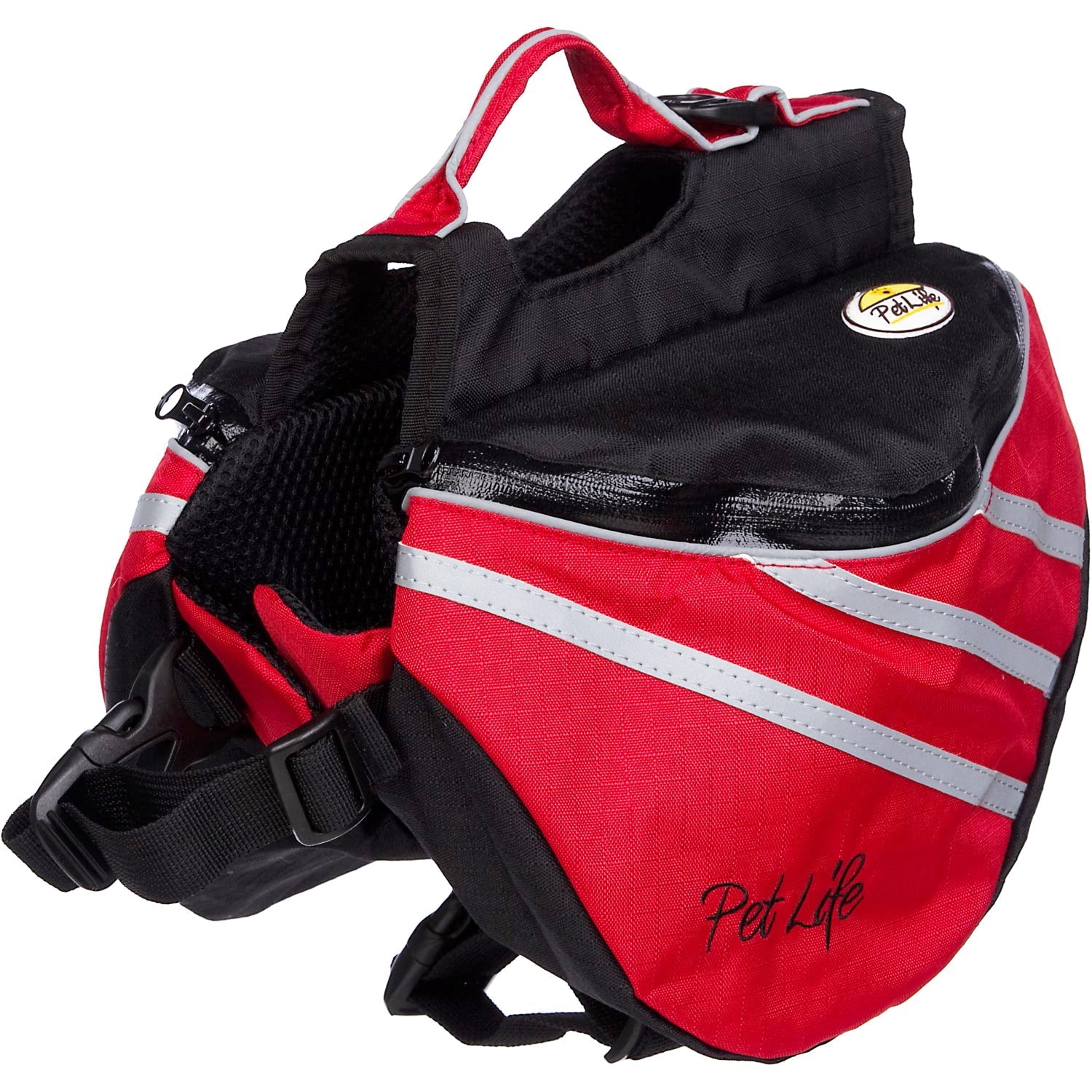 Pet Life ® 'Everest' DUPONT Waterproof Reflective Travel Fashion Designer Outdoor Camping Pet Dog Backpack Carrier Red