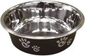 Barcelona Matte and Stainless Steel Pet Dish, Licorice Large
