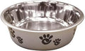 Barcelona Matte and Stainless Steel Pet Dish, Pearlized Silver LG