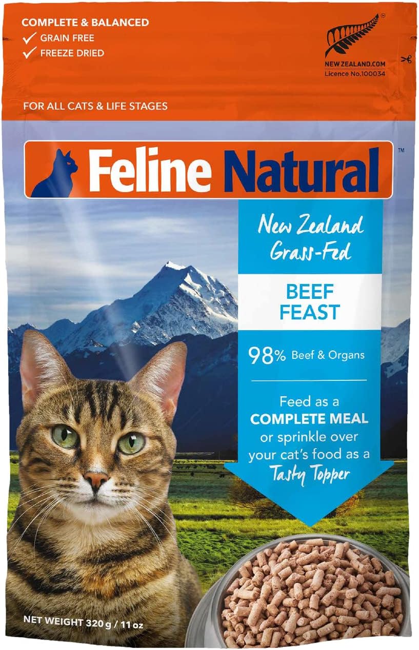 Beef Freeze Dried Cat food by Feline Naturals Beef 11oz