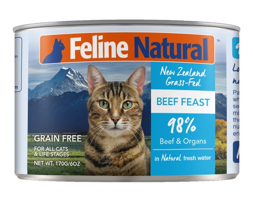 Beef Canned Wet Cat Food by Feline Naturals 6 oz Beef