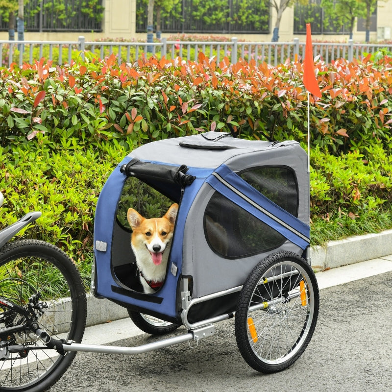 Bike Trailer Cargo Cart for Dogs and Pets Blue Grey