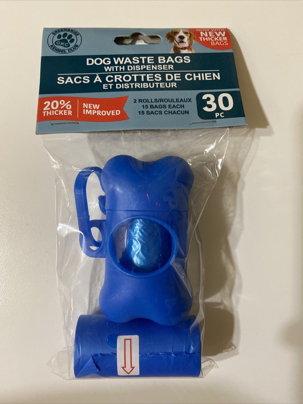 Dog Waste Bag Dispenser with (30) Refill Bags Blue