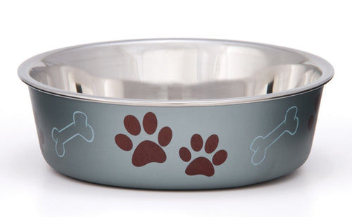Bella Matte and Stainless Steel Pet Dish, Blueberry Large