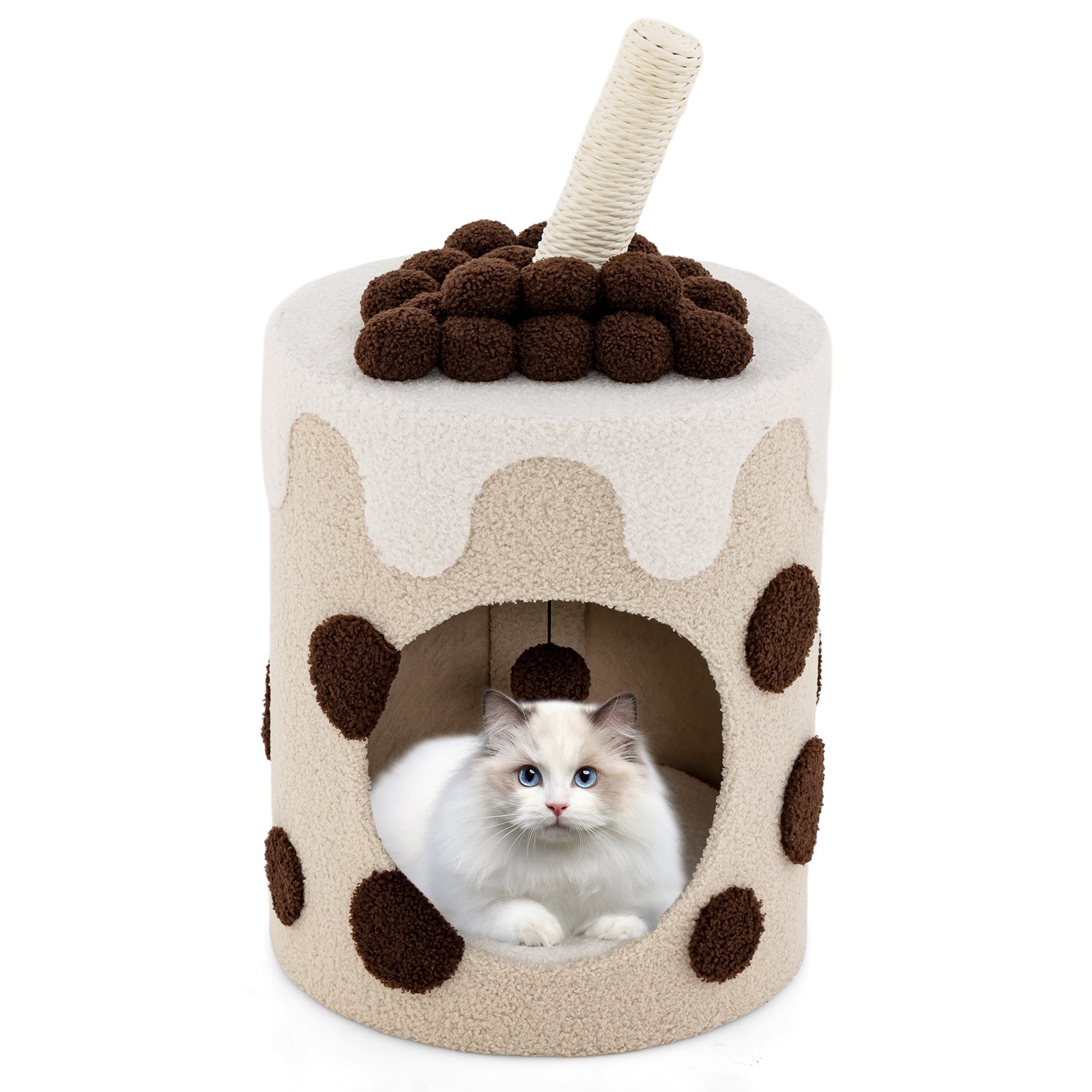 Bubble Tea Cat Tree Tower with Scratching Post Coffee