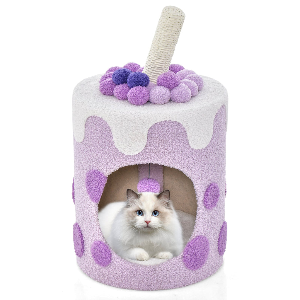 Bubble Tea Cat Tree Tower with Scratching Post Purple