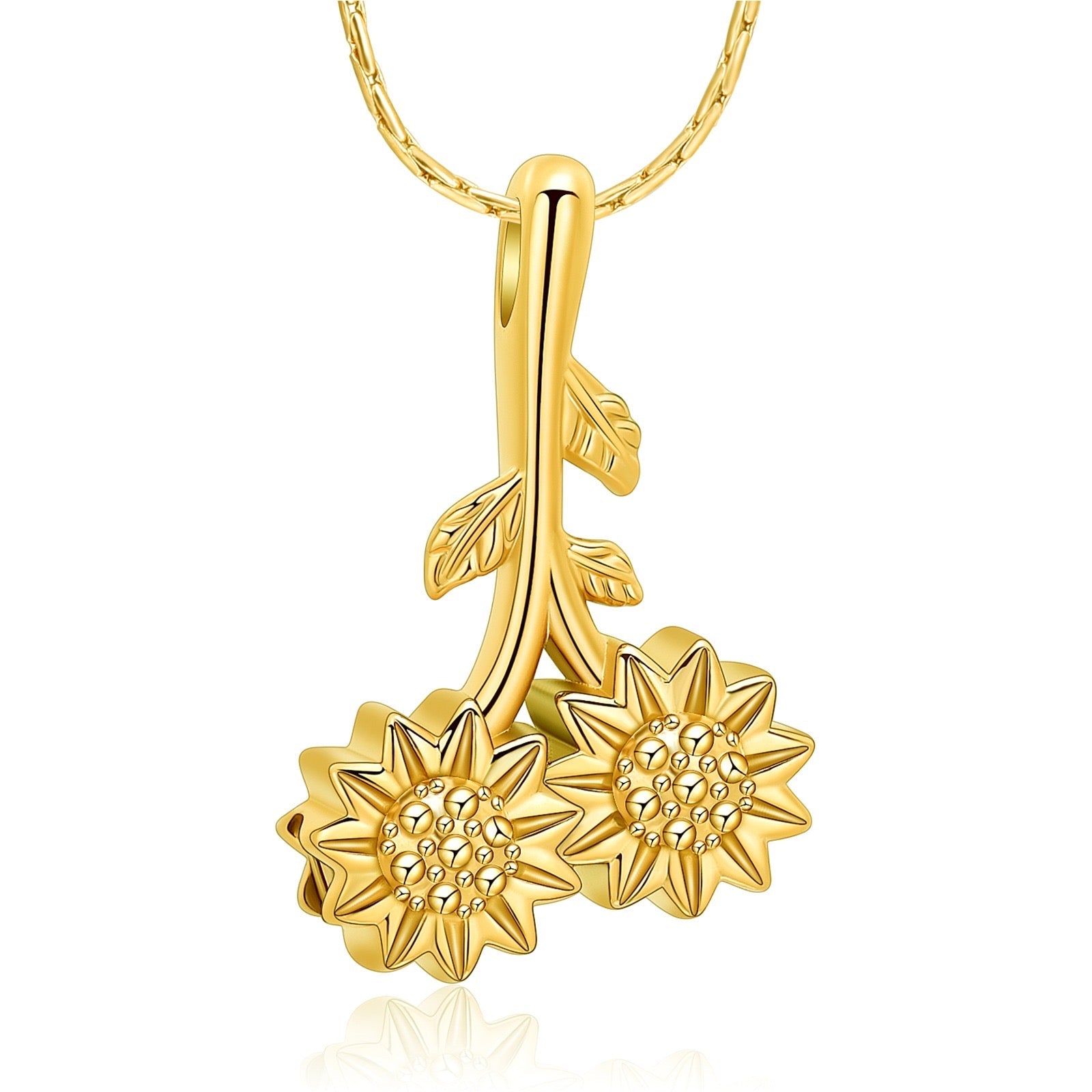Two Gold Daisy Cremation Necklace Pendant