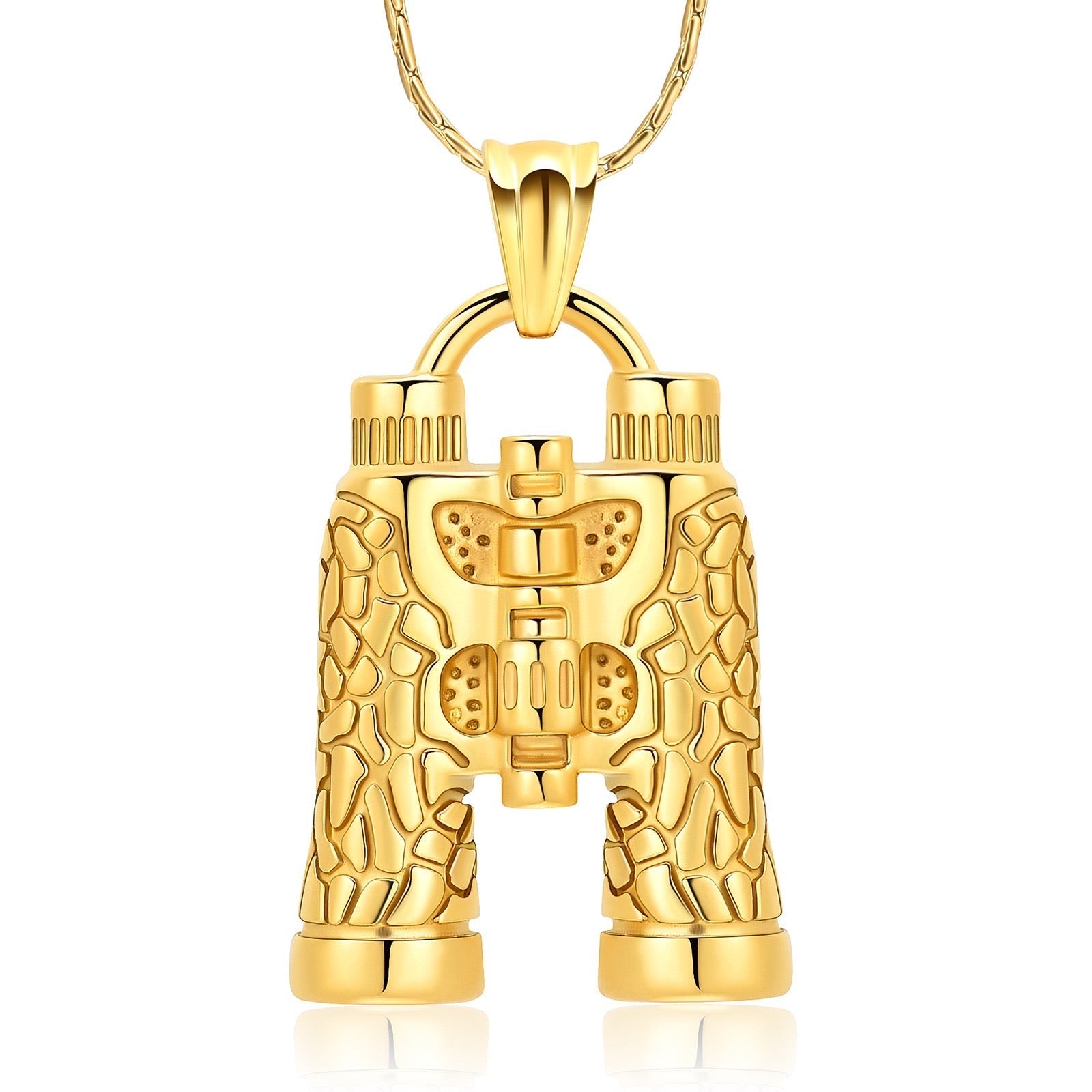 Gold Binoculars Cremation Necklace Pendant