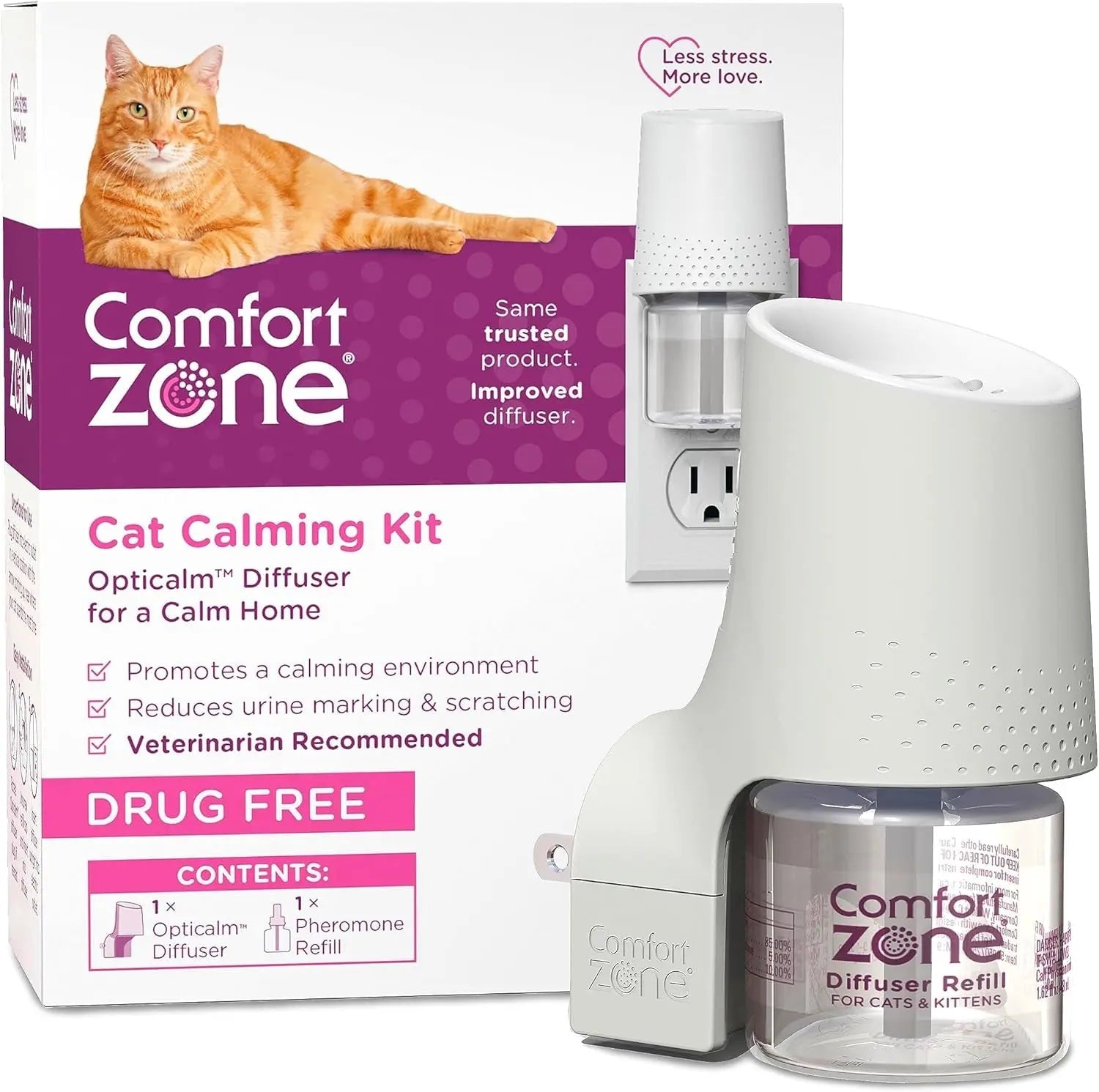 Cat Calming Diffuser Value Kit – 3 Plug-Ins & 6 Refills for Anxiety Relief 1 Diffuser, 1 Refill