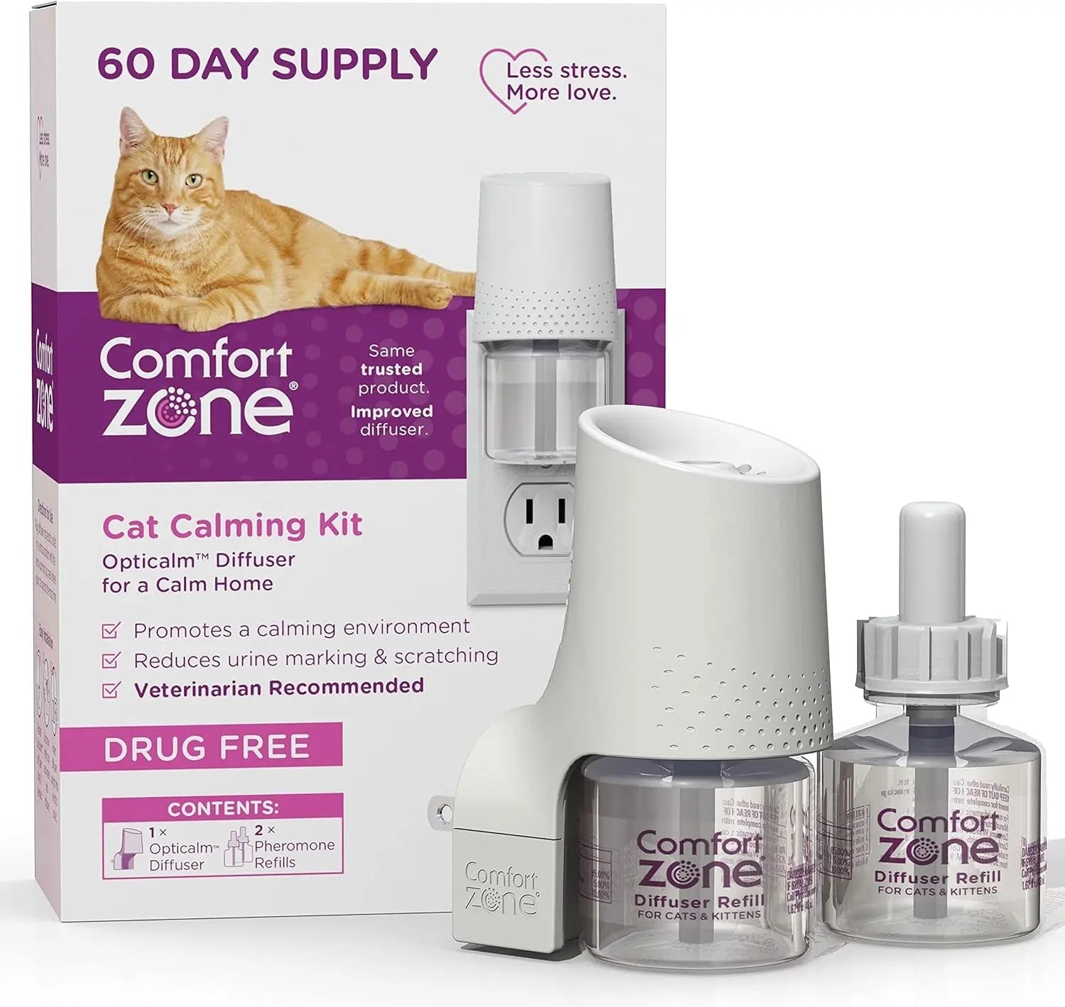 Cat Calming Diffuser Value Kit – 3 Plug-Ins & 6 Refills for Anxiety Relief 1 Diffuser, 2 Refills