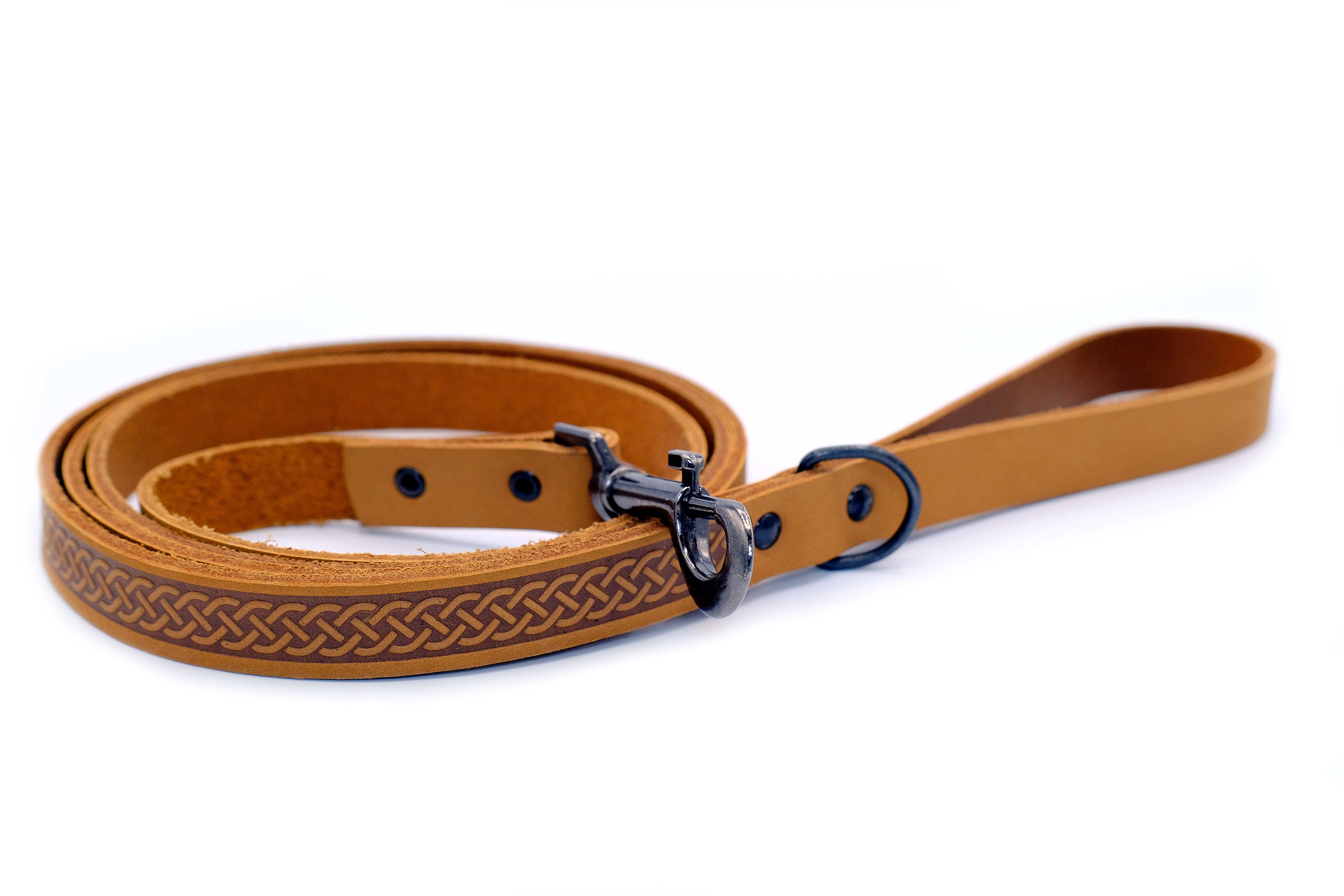 Celtic Sport Leather Collar and Leash Set Tan