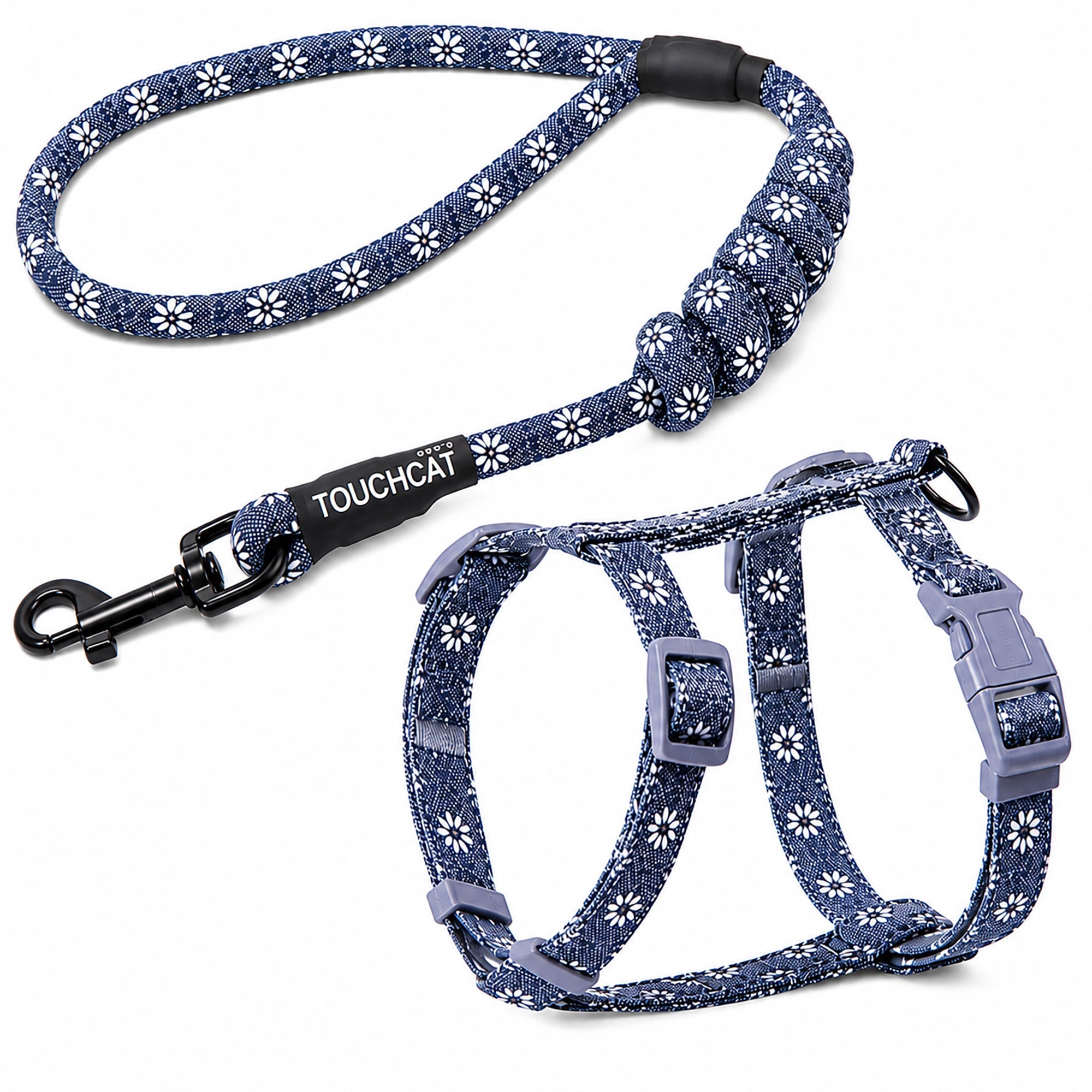 Touchcat 'Radi-Claw' Durable Cable Cat Harness and Leash Combo Dark Gray