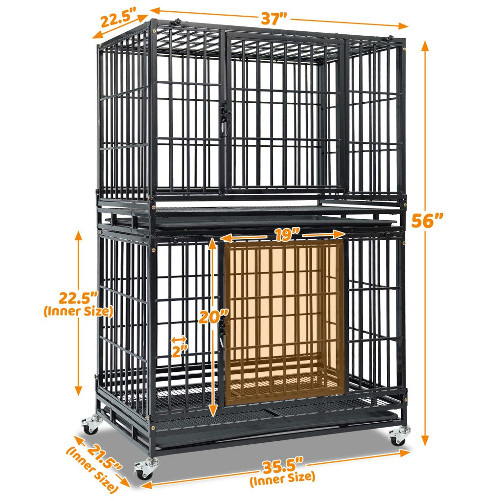 37" Stackable Heavy Duty Dog Kennel 371D04 2 Pack