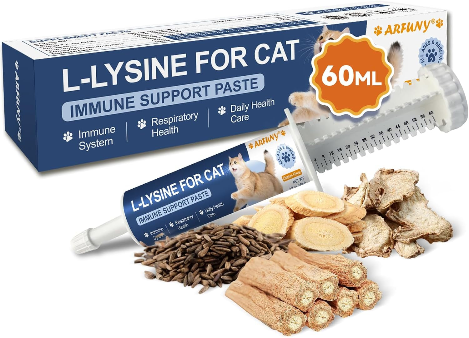 Cat Lysine Paste Immune Respiratory Eye Support Taurine Omega 3 Chicken 60ml Default Title